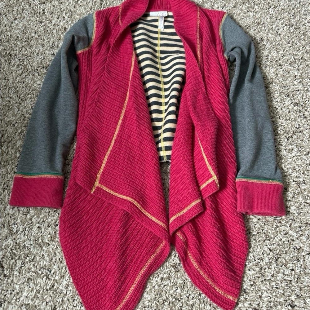 Matilda Jane Pink and Gray Asymmetrical Sweater with Textured Fabric